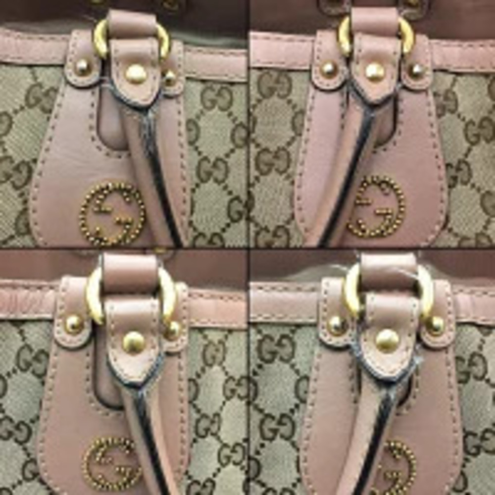 GUCCI GG Canvas Tote Bag Beige Pink Handbag - Picture 9 of 13